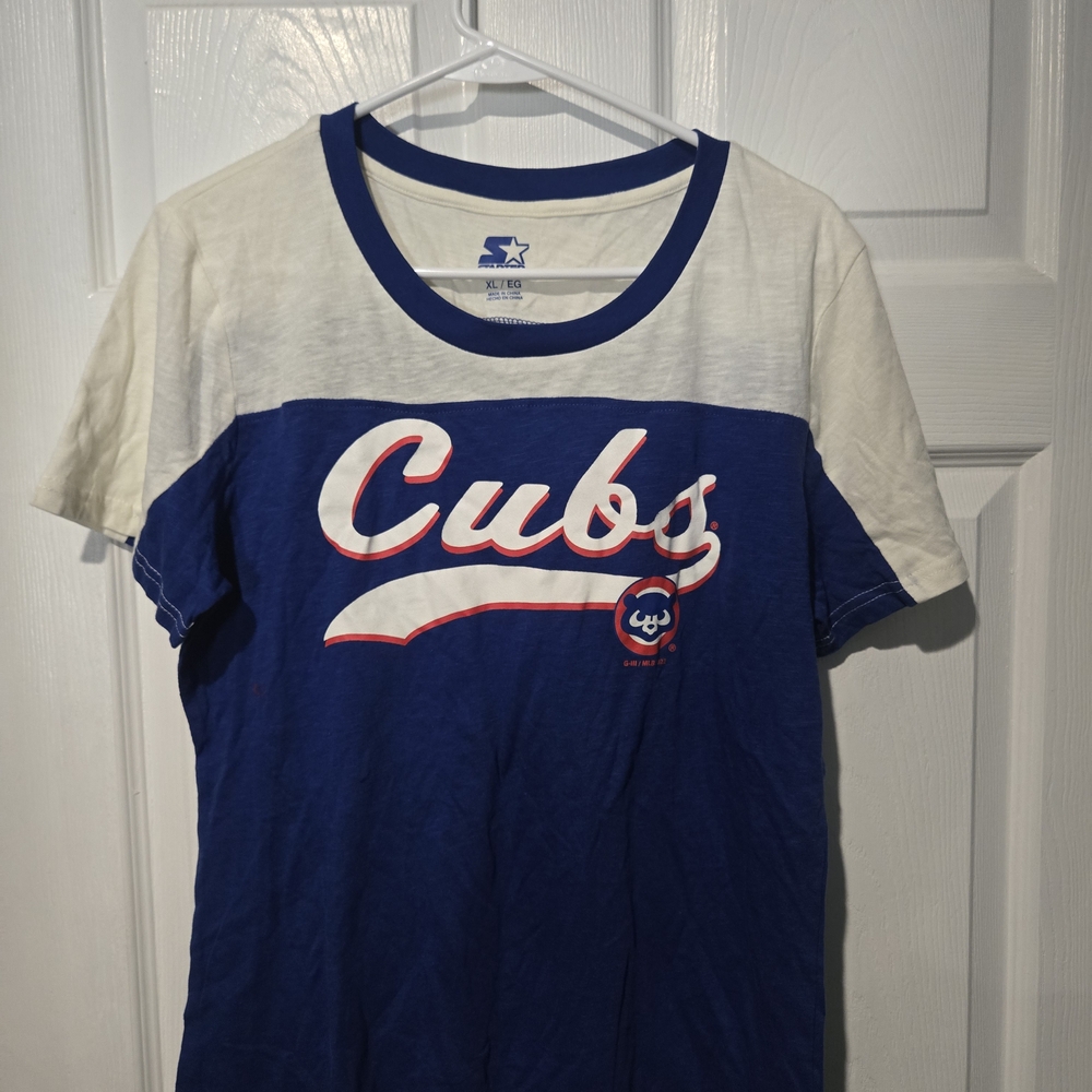 STARTER Blue and White Cubs Short Sleeve Tee